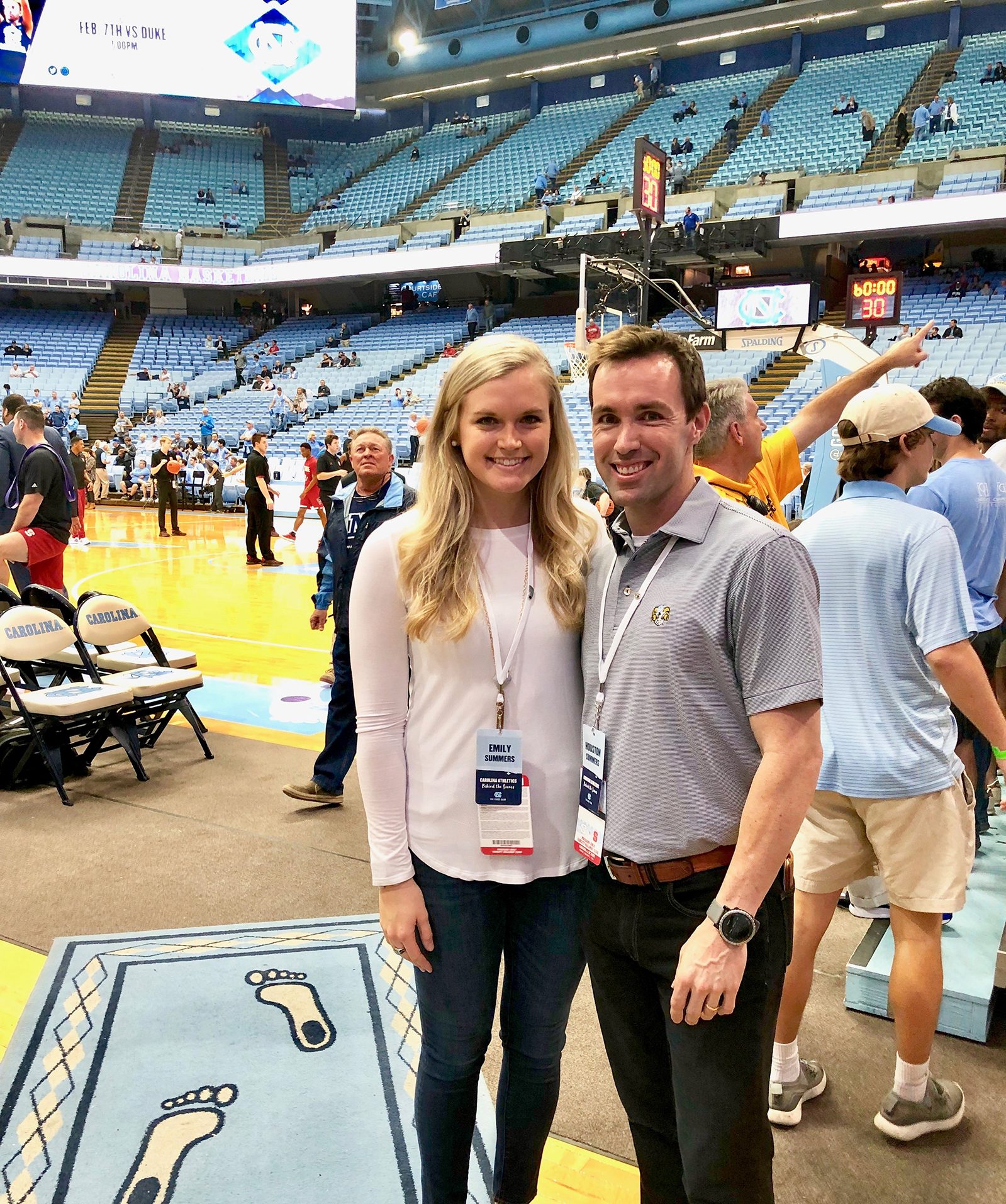 Houston Summers and a friend at the Dean Dome for a basketball game.